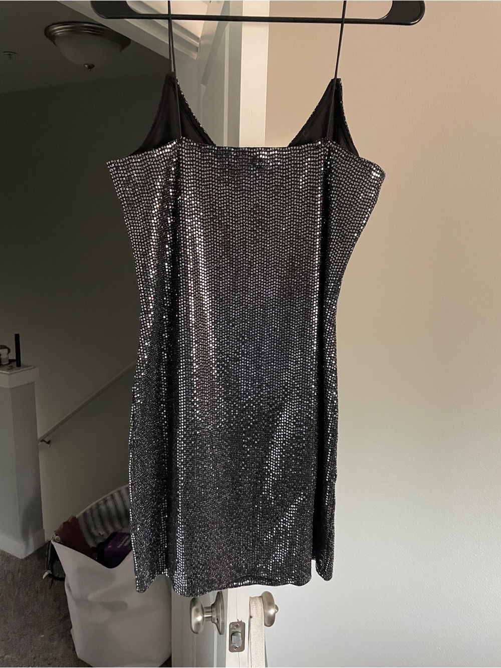 H&M Black Sequin Mini Slip Dress